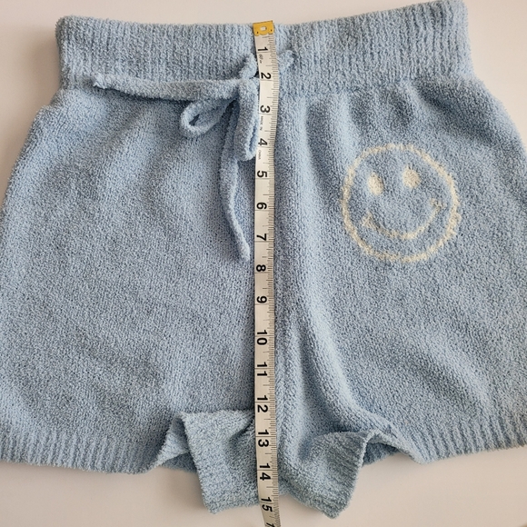 Soft Blue Knit Women's Lounge Shorts with Smiley Design - Picture 6 of 6